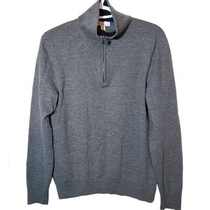 GAP Mens Gray Pullover Sweater Extra Fine Merino Wool  1/2 Zip Size L
